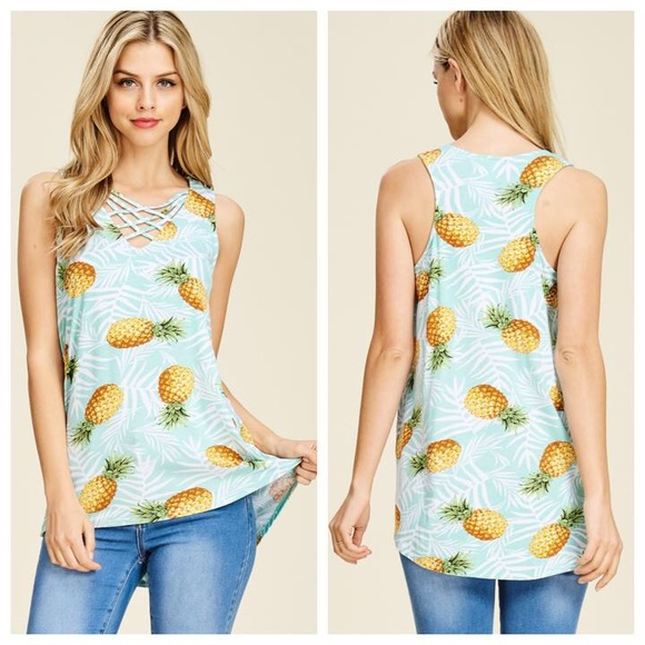 Happy Pineapple Tank Blue - Picture 1 of 1